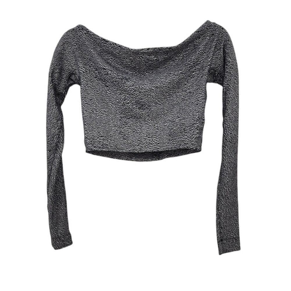 Lululemon The‎ Lab Scoop Neck Long Sleeve Crop Top Black White Est Large
